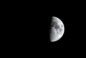 Waxing Gibbous Moon Against Black Night Sky