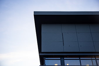 Modern Dark Blue House Exterior with Copy Space