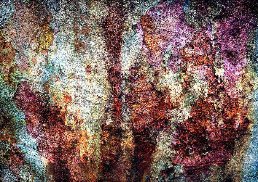 Abstract Grunge Texture with Rust and Colorful Patina