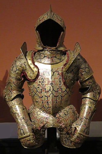 Ornate Golden Knight Armor with Intricate Patterns