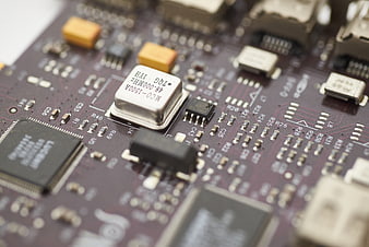 Close-up of electronic circuit board components