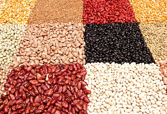 Colorful Assorted Dried Beans And Legumes Flat Lay