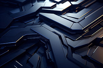 Abstract Futuristic Dark Blue Geometric Technology Background