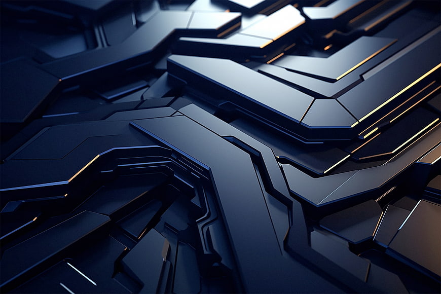 Abstract Futuristic Dark Blue Geometric Technology Background