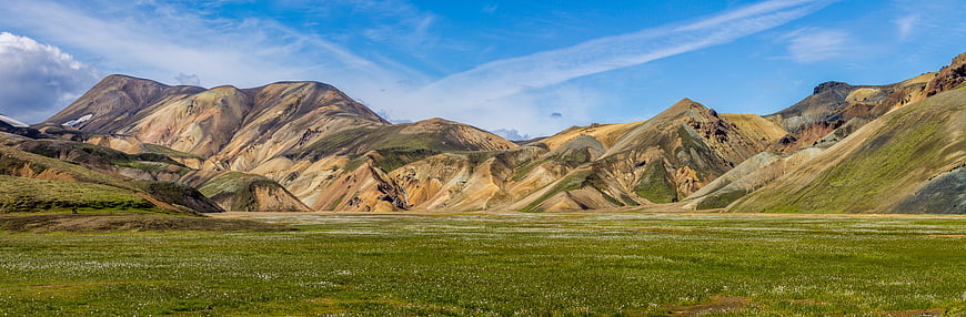 Panoramic View of Colorful Rainbow Mountains in Iceland