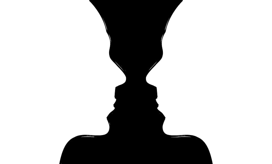 Silhouette of Rubin's Vase Optical Illusion