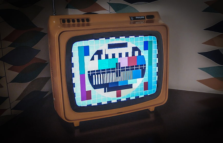 Vintage Philips TV with Retro Test Pattern on Screen