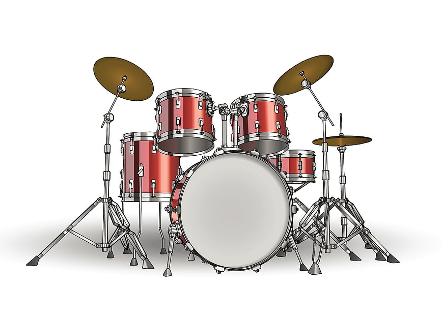 Red Drum Kit Illustration On White Background