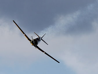 Vintage Propeller Airplane Flying Against Cloudy Sky