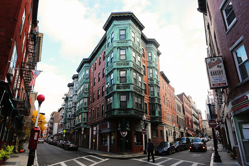 Green Triplex Building on Boston Street Corner