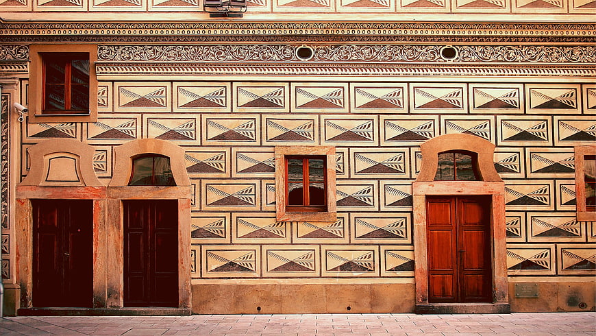 Historic Italian Renaissance Building Facade with Geometric Patterns