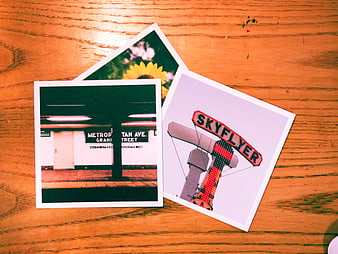 Vintage Film Photos on Wooden Table