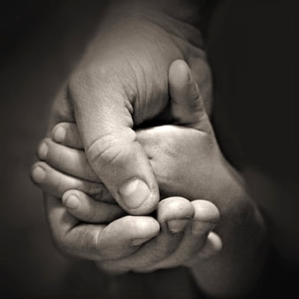 Close-up of adult and child hands holding together