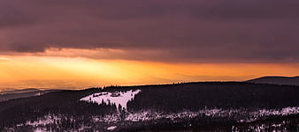 Panoramic Winter Mountain Landscape at Sunset