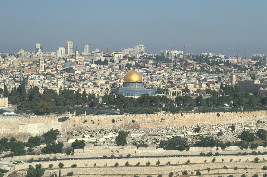 Dome of the Rock and Jerusalem Old City Wall Panoramic View