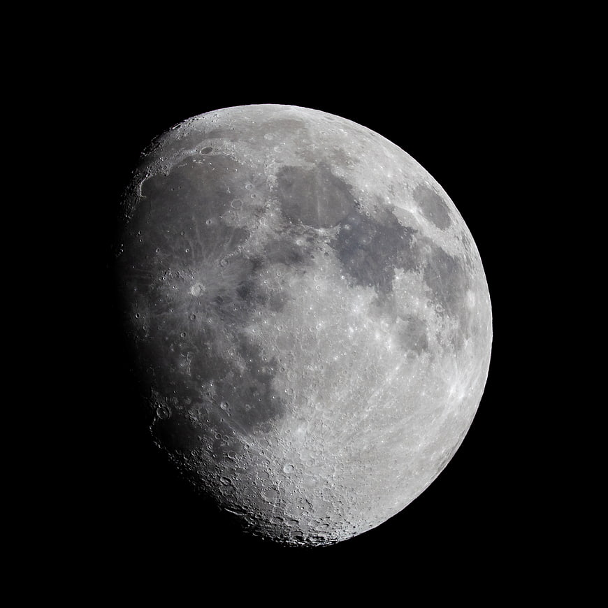 High-Resolution Waxing Gibbous Moon with Craters