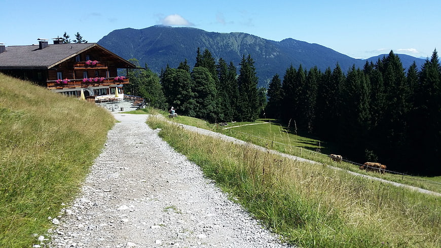 Alpine chalet with gravel path and mountain view