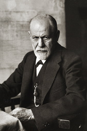 Vintage black and white portrait of Sigmund Freud