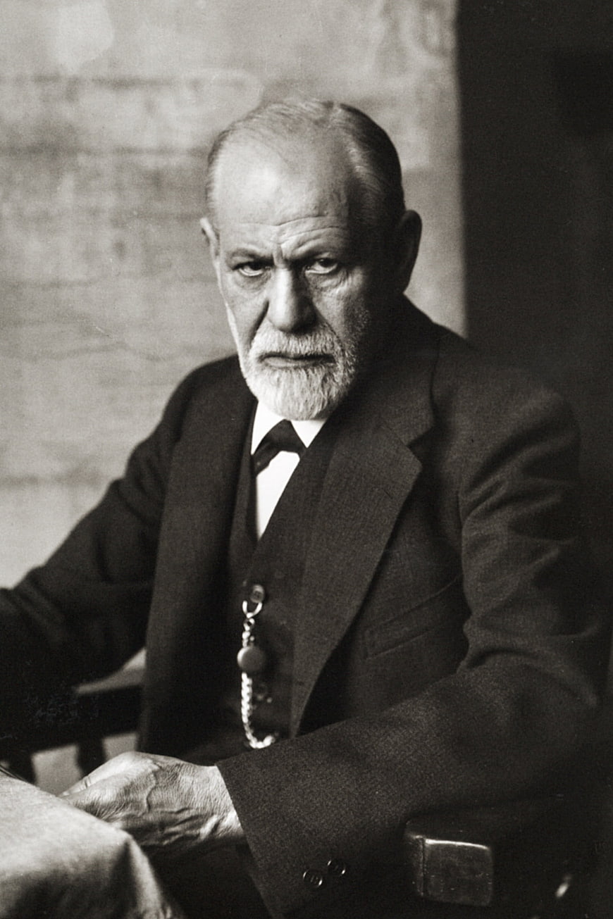Vintage black and white portrait of Sigmund Freud