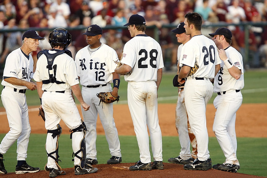 Baseball Team Huddle on Pitch During Game