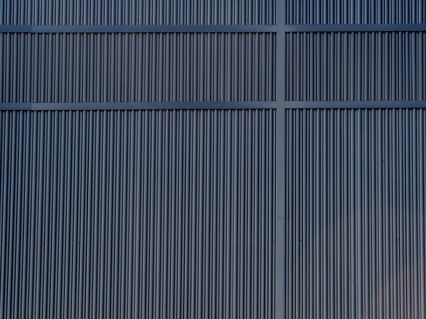 Blue Corrugated Metal Wall Texture Background