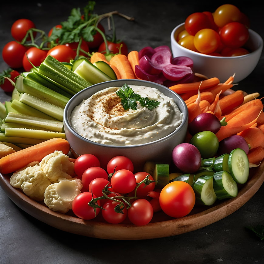 Healthy Hummus Platter with Fresh Vegetables