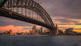 Sydney Harbour Bridge and Opera House at Sunset
