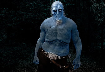 Blue Zombie Monster in Dark Forest