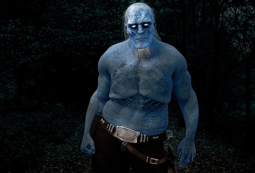 Blue Zombie Monster in Dark Forest