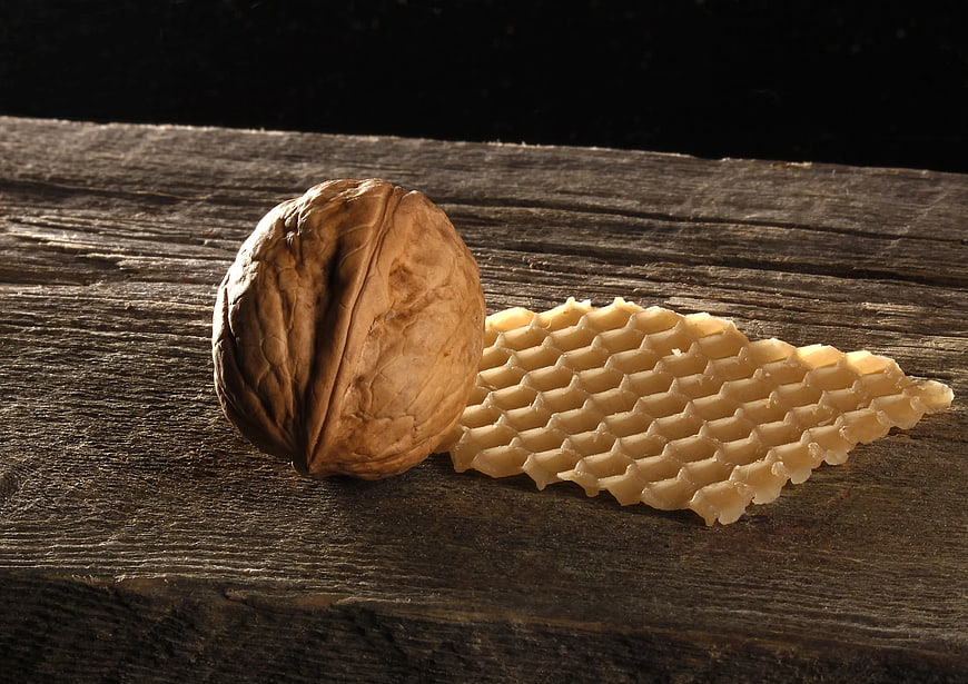 Walnut and Honeycomb on Rustic Wood