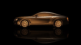 Luxury Silver Bentley Coupe Side Profile on Black Background