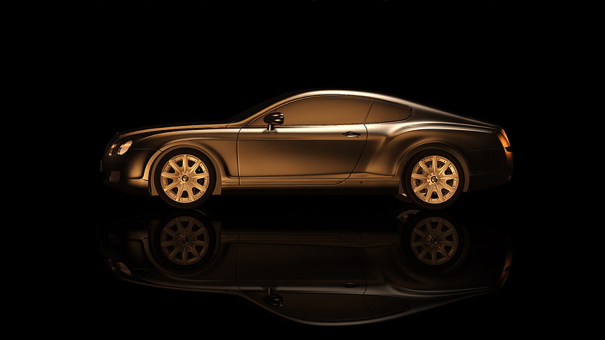Luxury Silver Bentley Coupe Side Profile on Black Background