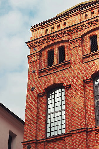 Red Brick Architecture Detail with Arched Windows
