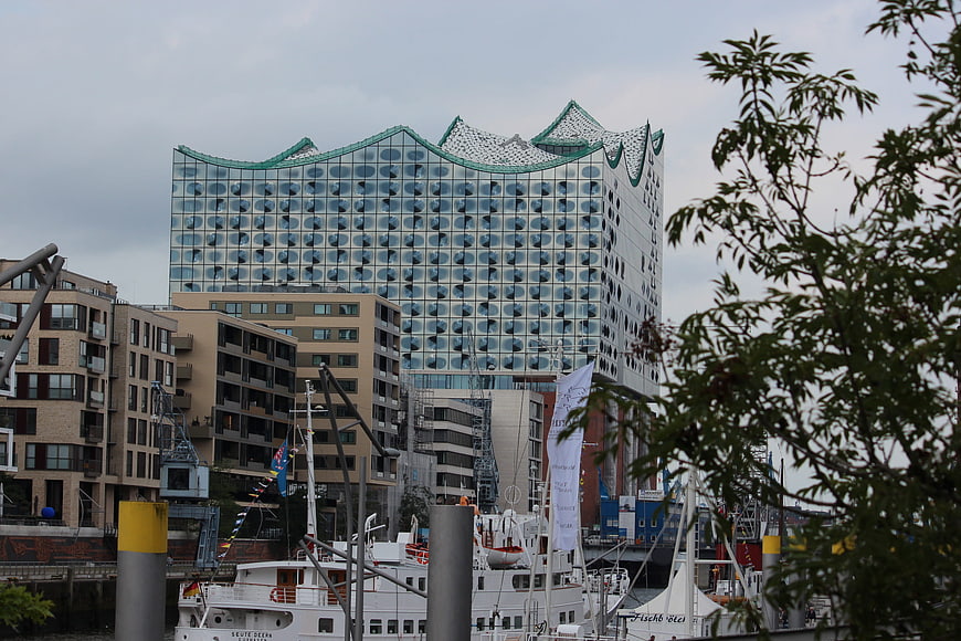 Elbphilharmonie Concert Hall in Hamburg Port with Boats
