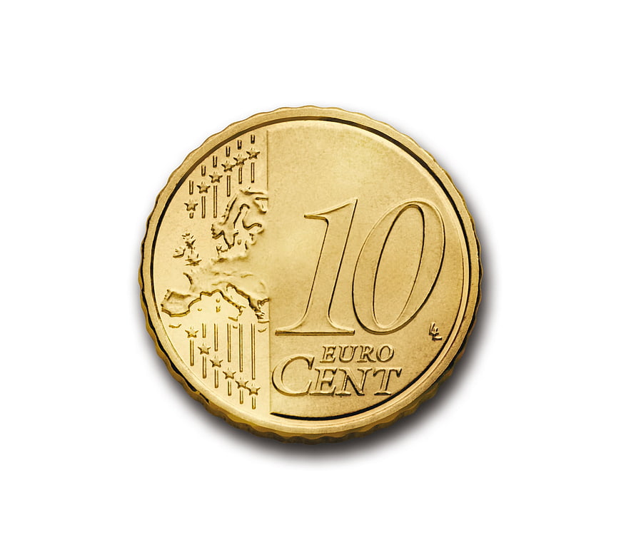 10 Euro Cent Coin Isolated on White Background