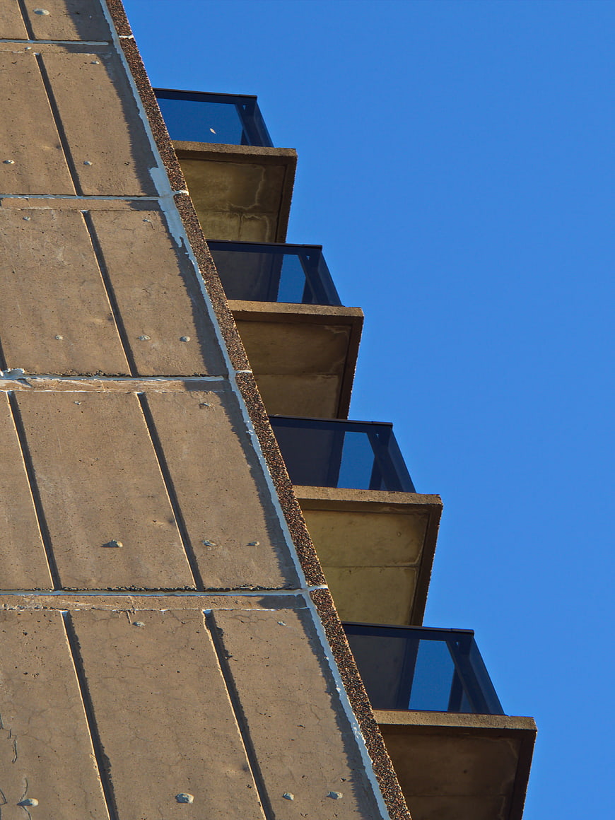 Modern Concrete Apartment Building Facade with Balconies