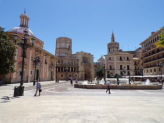 Plaza de la Virgen and Valencia Cathedral in Spain