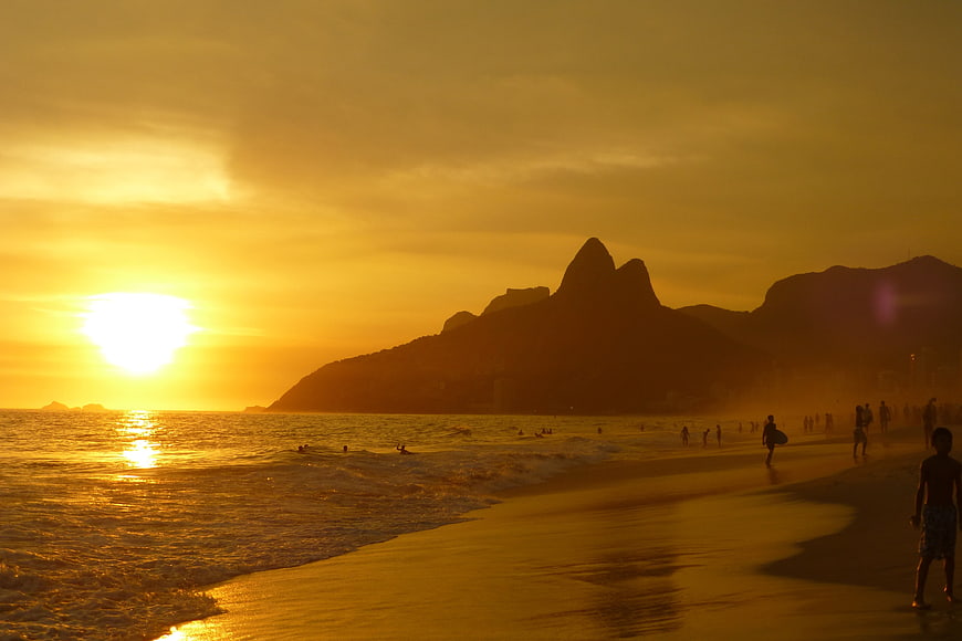 Golden Sunset Silhouette at Ipanema Beach Rio de Janeiro