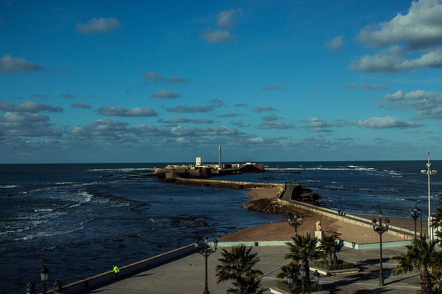 Coastal fortress and breakwater on a sunny day