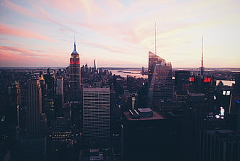 New York City Skyline at Sunset with Empire State Building