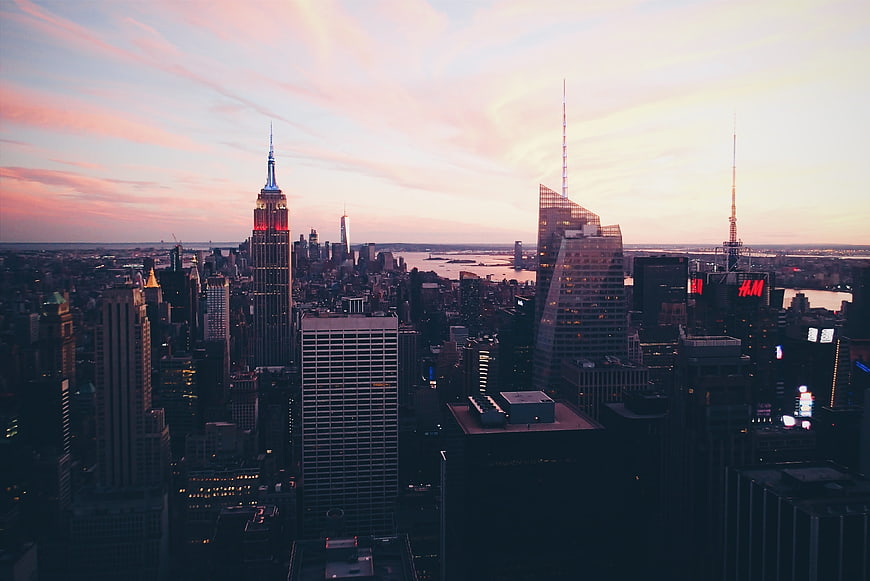 New York City Skyline at Sunset with Empire State Building