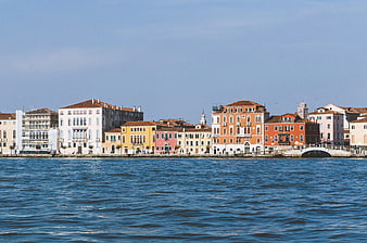 Colorful Venice waterfront buildings and canal skyline