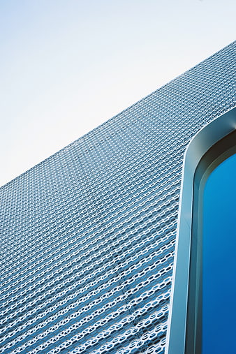 Modern Blue Perforated Metal Facade Architecture Detail