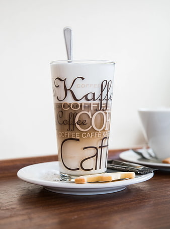 Iced Latte in Typography Glass with Biscuit