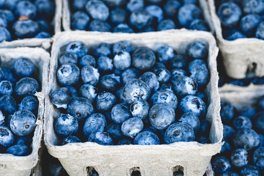 Fresh Blueberries in Paper Trays