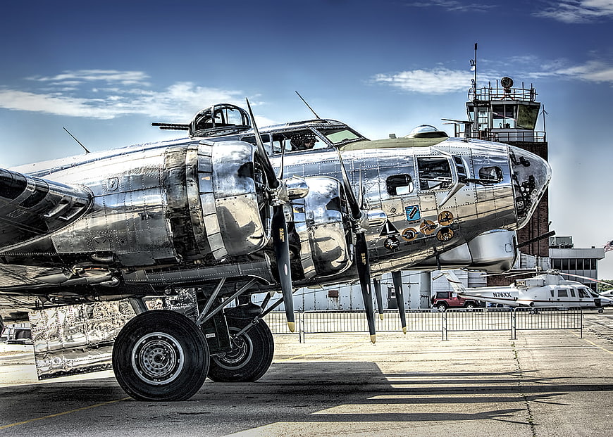 Vintage B-17 Flying Fortress Bomber on Airfield Tarmac