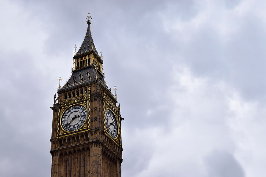 Big Ben Clock Tower Against Cloudy Sky