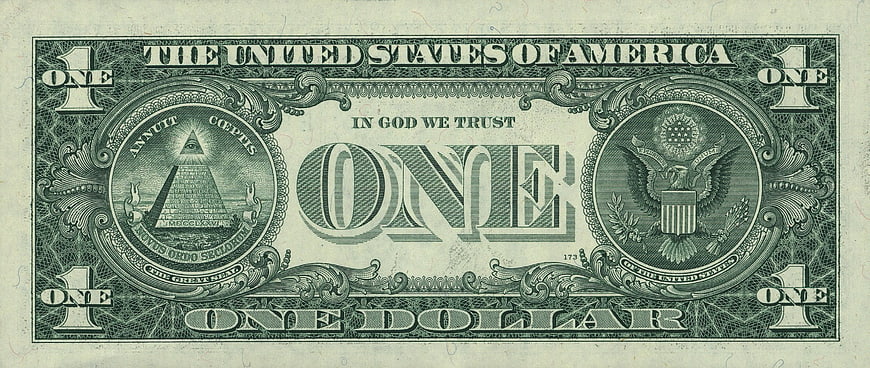 Back of United States One Dollar Bill
