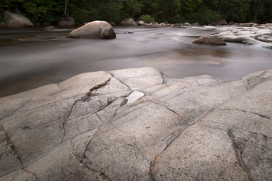 Long Exposure River Flowing Over Granite Rocks