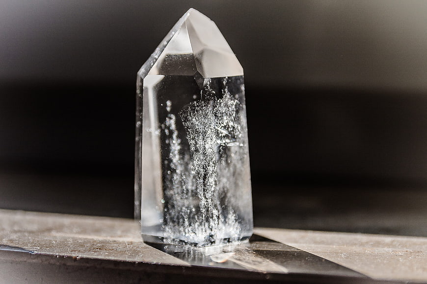 Clear Quartz Crystal Point with Internal Inclusions